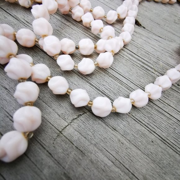 Vintage W. Germany Pale Pink Stone Beaded Necklace - Picture 3 of 13